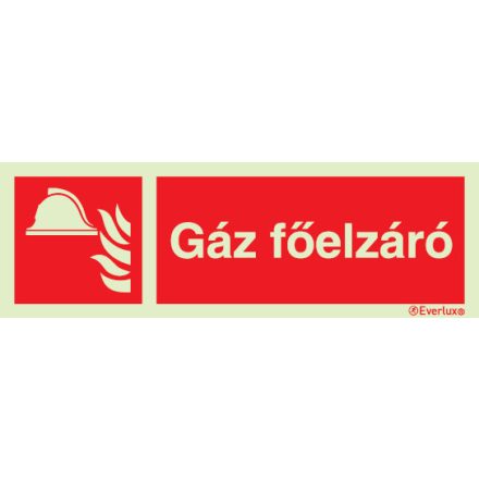 Gáz főelzáró utánvilágító piktogram 85x200 mm M 14 04 