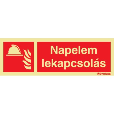 Napelem lekapcsolás utánvilágító piktogram 100x300 mm M 14 19