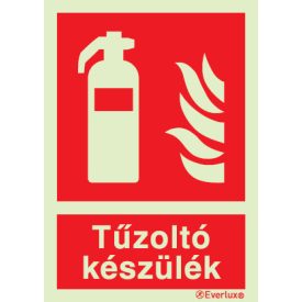   Tűzoltó készülék felirattal  utánvilágító piktogram 150x200 mm  M 10 31