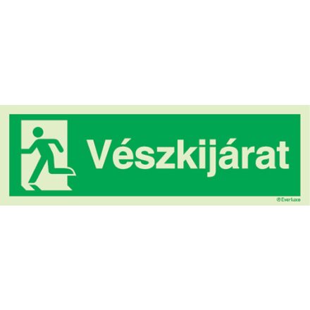 Vészkijárat utánvilágító piktogram balra 100x300 mm  M 00 32