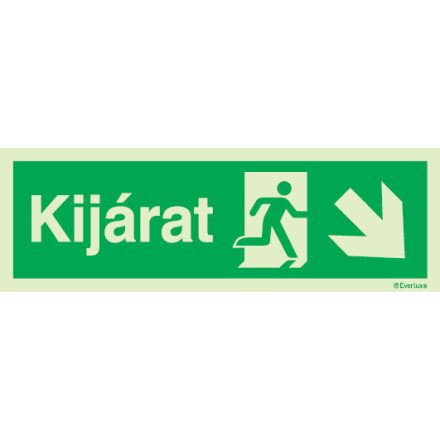 Kijárat utánvilágító piktogram jobbra le (nyíl és ajtó) 150x400 mm M 00 74