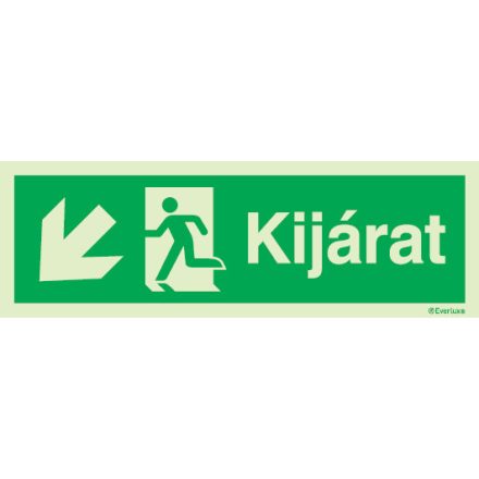 Kijárat utánvilágító piktogram balra le (nyíl és ajtó) 150x400 mm M 00 77