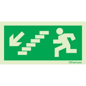   Menekülési útirányt jelző utánvilágító piktogram lépcsőn balra le 200x100 mm  M 01 46