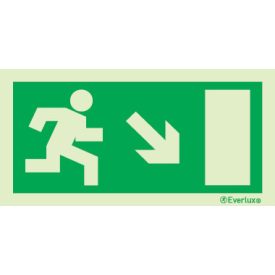   Menekülési útirányt jelző utánvilágító piktogram jobbra le 150x300 mm M 01 40