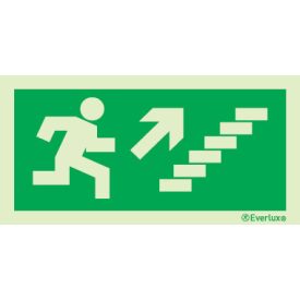   Menekülési útirányt jelző utánvilágító piktogram lépcsőn jobbra fel 150x300 mm  M 01 43