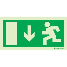   Menekülési útirányt jelző utánvilágító piktogram balra le, függőleges, nem valid jel 150x300 mm M 01 32